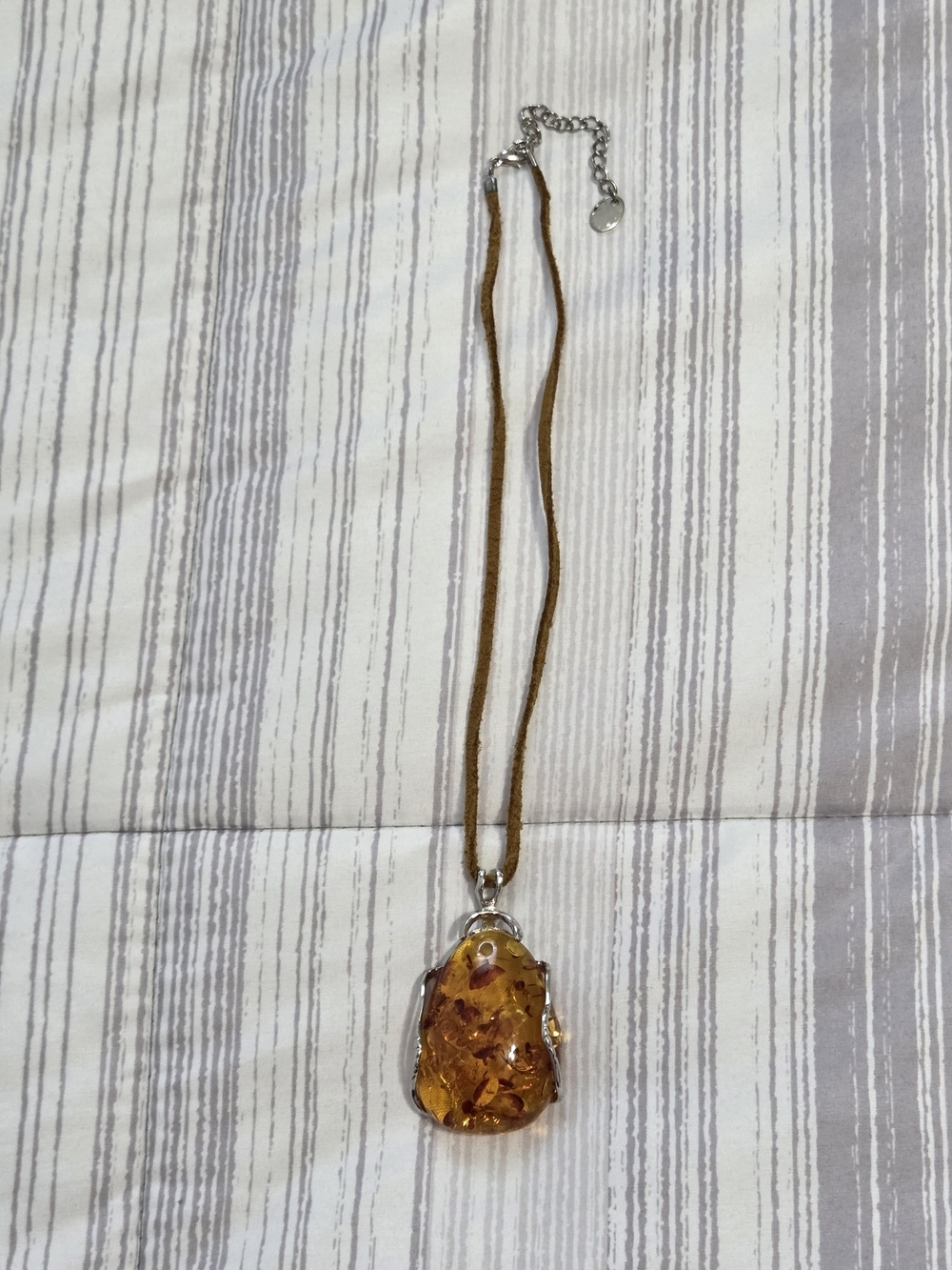 Vintage-Style Real Baltic Amber Pendant Necklace Cognac Honey Boho Statement